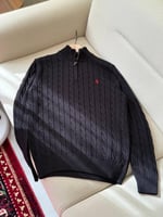 بلوزة بياقة سحاب رالف لورين للرجال بلون اسود