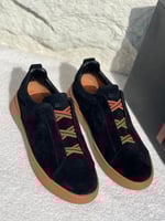 حذاء رجالي شامواه ارمنيجليدو زينيا لون اسود وعسلي