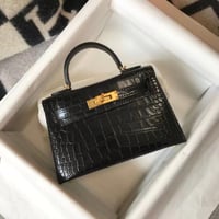 حقيبة نساء ايرميز ميني كيلي كروكوديل لون أسود راقي...