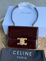 حقيبة جلدية لامعة سيلين جارانس 19سم لون بني