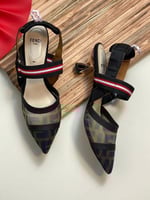 حذاء نيو فندي نسائي اسود كعب رفيع ذهبي