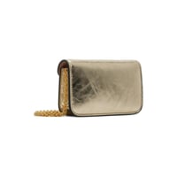 شنطة فالنتينو ميني لون فضي شعار وسلسلة ذهبي لامع