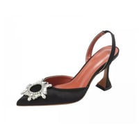 كعب أمينة معادي أسود بيغوم للنساء مزين كريستال