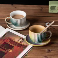 كوب سيراميك فاخر مع صحن - الوان متعددة | CERAMIC C...