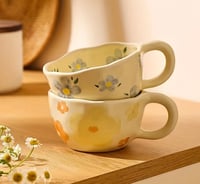 كوب سيراميك مع رسومات بنمط الورد - رسومات مختلفة |...