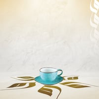 كوب سيراميك سماوي فاخر مع صحن منقط | CERAMIC SKY