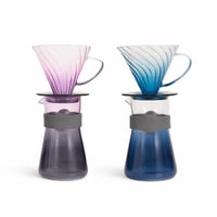 طقم تقطير زجاجي مع ربلة - الوان متعددة | V60 Dripp...