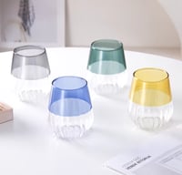 كوب قهوة زجاجي مزدوج الملمس - 435 مل | الوان متعدد...