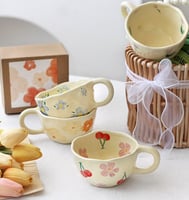 كوب سيراميك مع رسومات بنمط الورد - رسومات مختلفة |...