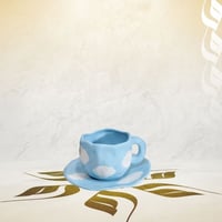 كوب مع صحن صناعة يدوية - رسومات مختلفة | 300 مل