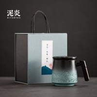 كوب سيراميك مسكة خشبية مع مصفاة - 400 مل | Cup Cer...