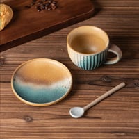 كوب سيراميك فاخر مع صحن - الوان متعددة | CERAMIC C...