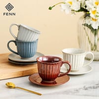 كوب سيراميك معتق مع صحن 180 مل | CERAMIC Ateeq