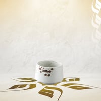 كوب سيرامك بتصميم حجري - 180 مل ابيض مرقط بالبني