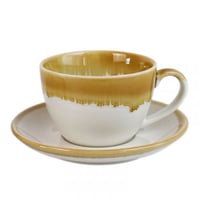 كوب سيراميك اصفر مع صحن مموج 210 مل | CERAMIC YELL...