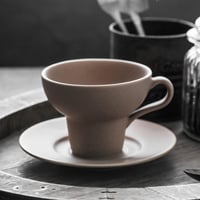 كوب سيراميك فخار مع صحن 150 مل | CERAMIC Pottery