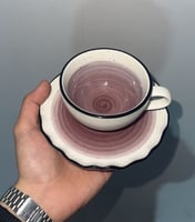 كوب مع صحن مموج منقط | 180 مل