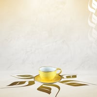 كوب سيراميك اصفر فاخر مع صحن منقط | CERAMIC YELLOW