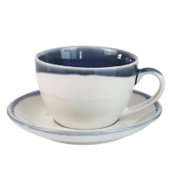 كوب سيراميك ازرق مع صحن مموج 210 مل | CERAMIC BLUE