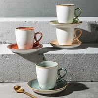 كوب قهوة مع صحن | عروة دائرية