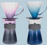 طقم تقطير زجاجي مع ربلة - الوان متعددة | V60 Dripp...