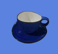كوب سيراميك ازرق فاخر مع صحن منقط | CERAMIC BLUE