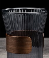 كوب زجاج بممسك خشبي - 6 الوان | Glass Cup Wooden R...
