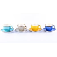 كوب سيراميك اصفر فاخر مع صحن منقط | CERAMIC YELLOW