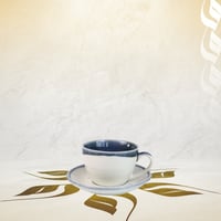 كوب سيراميك ازرق مع صحن مموج 210 مل | CERAMIC BLUE