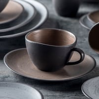 كوب مموج مع صحن بني داخل موكا 210 مل | Ceramic Bro...