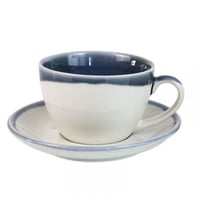 كوب سيراميك ازرق مع صحن مموج 210 مل | CERAMIC BLUE