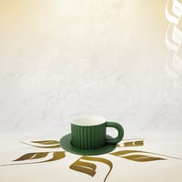 كوب سيراميك مخطط مع صحن - 200 مل | CERAMIC CUP