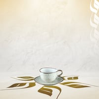 كوب سيراميك بيج فاخر مع صحن منقط | CERAMIC GREY