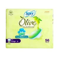 سوفي فوط صحية بزيت الزيتون المرطب كبيرة - 56 فوطة