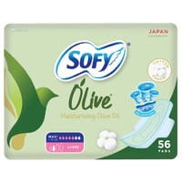 سوفي فوط صحية بزيت الزيتون المرطب كبيرة - 56 فوطة