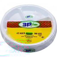 صحن بلاستيك دائري مقسم 3P رقم 22 عدد 50 حبة