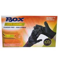 قفاز بوكس أسود بلاستيك 100 قفاز مقاس كبير (L)