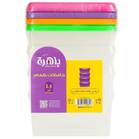 باهرة حافظات طعام بلاستيك 1.5 لتر - 4 قطعة غطاء مل...