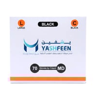 [كرتون] قفاز أسود فينيل كبير L من يشفين - 70 حبة ×...