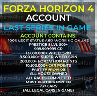 حساب فورزا هورايزن 4 السيزون نهائي جميع سيارات