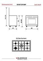 فرن غاز جليم غاز 60*90 سم 5 عيون استيل متعدد الوظا...