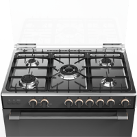 توشيبا فرن غاز 5 شعلات 90 سم - مع شواية دوارة ومرو...