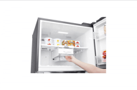 ثلاجة LG بابين بفريزر علوي سعة 15.4 قدم - فضي - LT...