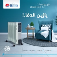 تكنو بيست دفاية زيت 13 ريشة - 2500 واط - أبيض - BO...