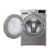 غسالة LG اتوماتيك امامية 19 ك فضي استيل تنشيف 100%...