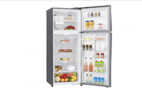 ثلاجة LG بابين بفريزر علوي سعة 15.4 قدم - فضي - LT...