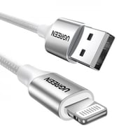 كابل يوجرين من USB إلى آيفون مضفر بطول 1 م (فضي) م...