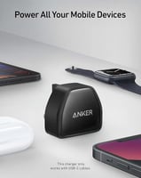 شاحن جداري انكر بقوة 20واط بمنفذ بي دي أسود