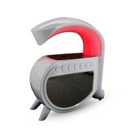 مكبر صوت وشاحن لا سلكي وساعة رقمية مع إضاءة هادئة