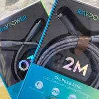 RAVPOWER كيبل ايفون PD قماش اسود 2 متر
